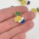 4 SUCCULENT Charms, Enamel Floral Charms, chs5676
