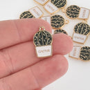 4 SUCCULENT CACTUS Charms, Enamel Floral Charms, chs5677