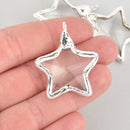 1 Crystal STAR Drop Pendant, Clear Glass, Faceted, Silver Bail, 1.5" long, chs5679
