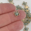 25 Light Gold Love Knot Charms, blue green verdigris patina, 10mm chs5700