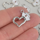 10 NURSE HAT Heart Charms Silver 20mm chs5701