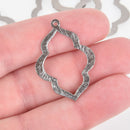 4 Gunmetal Quatrefoil Charms Flower Brushed Texture 34mm chs5705