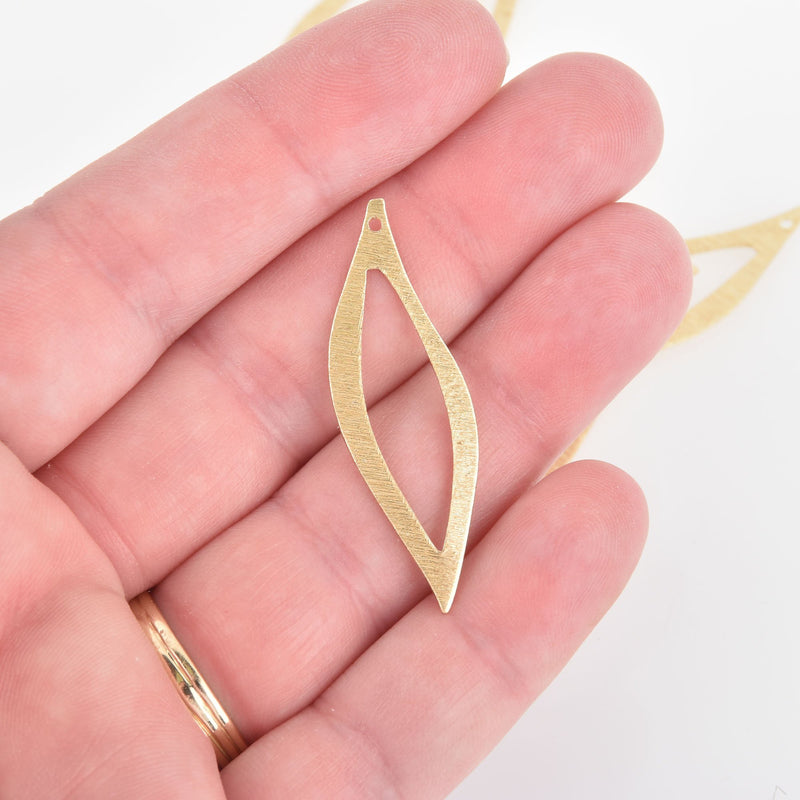 5 Brushed Gold Flame Leaf Charms 1-5/8" chs5706
