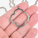 2 Gunmetal Quatrefoil Charms Flower Brushed Texture 1.5" chs5708