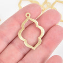 4 Gold Quatrefoil Charms Flower Brushed Texture 34mm chs5712
