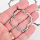 2 Gunmetal Quatrefoil Charms Flower Brushed Texture 2" chs5713