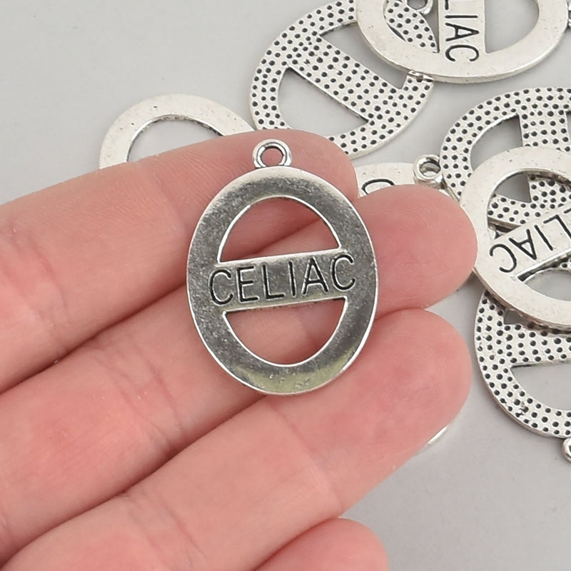 5 CELIAC Charms, oval health alert charms, 33mm chs5723