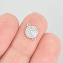 2 Silver Round Dome Charms, Micro pave crystal, CZ cubic zirconia, 8mm, chs5769
