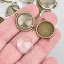 20 sets Bronze Charms Glass Cabochon Kits, 16mm (5/8") Bezel Tray chs5773