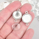 20 sets Silver Charms Glass Cabochon Kits, 14mm Bezel Tray chs5775