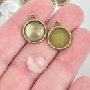 20 sets Bronze Charms Glass Cabochon Kits, 12mm Bezel Tray chs5776