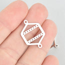 2 Centerline Charms, Stainless Steel silver hexagon, frame for seed beads, chs5797
