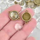 20 sets Bronze Charms Glass Cabochon Kits, 12mm Bezel Tray chs5798