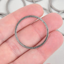 4 Gunmetal Ring Circle Charms, brushed metal 30mm chs5804