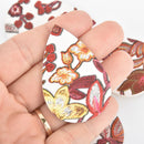 5 Faux Leather Teardrop Charms Floral Vegan Leather Pendant 2-1/4" long chs5829