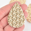 5 GOLD Faux Leather Teardrop Charms Pendant Vegan Leather, 2-1/4" long chs5837