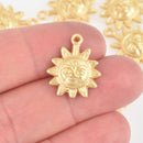 5 Matte Gold Smiling SUN Charms 21mm chs5841