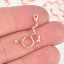 5 SEROTONIN Molecule Charms ROSE GOLD Plated Chemistry Science chs5846