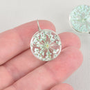 2 Glass Dried Flower Globe charms LIGHT BLUE real flowers 20mm chs5847