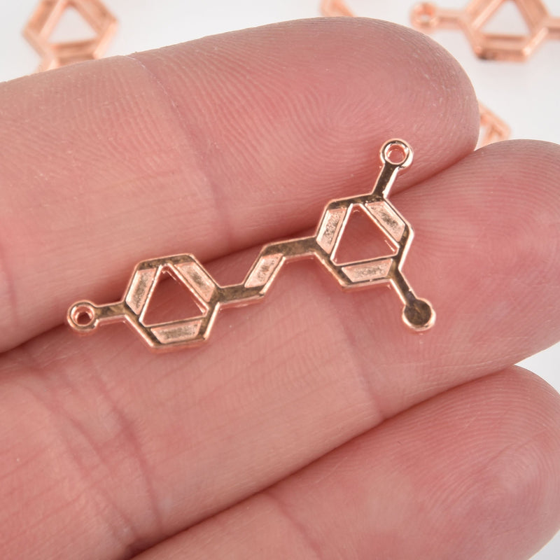 5 RESVERATROL Red Wine Molecule Chemistry Charms, ROSE GOLD Charm Pendants, Science Charms, 28x15mm, chs5851