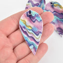 10 Glitter Faux Leather Leaf Teardrop Charm Pendant Vegan Leather, 2-1/2" long chs5852