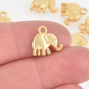 10 Matte Gold Elephant Charms, 13mm chs5858