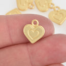 10 Matte Gold Heart Charms, 13mm chs5859