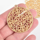 2 Matte Gold Filigree Charms, 45mm chs5860