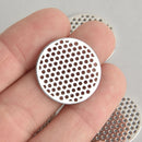 10 Silver Flat Round Charms, Perforated Filigree Findings 25mm, chs5866