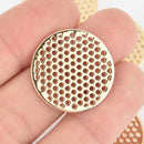 10 Gold Flat Round Charms, Perforated Filigree Findings 25mm, chs5867