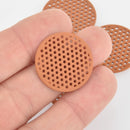 10 TAN Flat Round Charms, Perforated Filigree Findings 25mm, chs5873