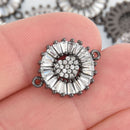 1 Gunmetal Heart Crystal Charm Connector, Micro Pave CZ Cubic Zirconia Crystals, 3/4" chs5883