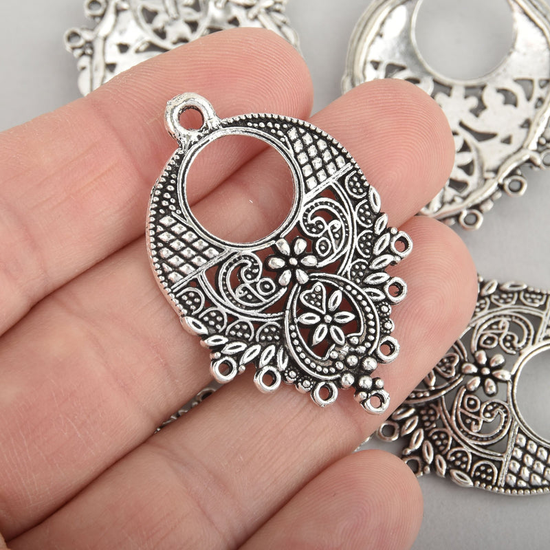 5 Silver Chandelier Filigree Charms Connector Link 1-3/4" chs5901