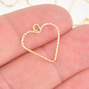 2 Gold Filled Open Heart Outline Charm, 18K Gold Filled Hammered Textured Metal , 3/4" chs5907