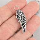 ANGEL WING Rose Cremation Memorial Ash Urn Charm Locket Titanium Steel Feather 1-1/2" chs5910