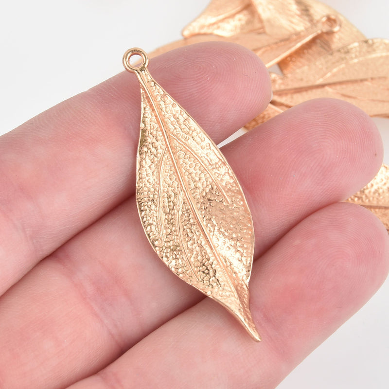 5 Wavy Gold Leaf Charms, 1-7/8" chs5911