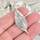 5 Wavy Silver Leaf Charms, 1-7/8" chs5913