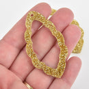 4 Acrylic Open Leaf Charms GOLD GLITTER Laser Cut 2.5" Lca0716a