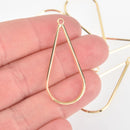 5 Gold Filled Drop Charms, 18K Gold Open Teardrop Pendants, 42mm chs5938
