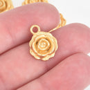 5 Matte Gold Rose Charms, Elegant Floral Nature Flower Charm, 17mm chs5943