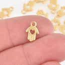 10 HAMSA Hand Charms Matte Gold, Small Heart Open Palm Pendants, 11mm chs5947