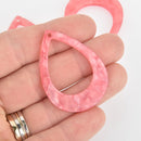 4 Acrylic Teardrop Charms ROSE PINK Terrazzo 1.75" chs5966