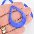 4 Acrylic Teardrop Charms ROYAL BLUE Terrazzo 1.75" chs5967