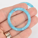 4 Acrylic Washer Ring Charms TURQUOISE BLUE PEARL Terrazzo 1.5" chs5982