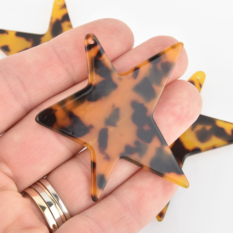 4 Acrylic Star Charms TORTOISE SHELL Terrazzo 2-3/8" chs6000