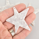 4 Acrylic Star Charms WHITE PEARL Terrazzo 2-3/8" chs6001