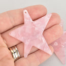 4 Acrylic Star Charms LIGHT PINK PEARL Terrazzo 2-3/8" chs6002