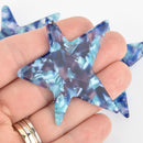 4 Acrylic Star Charms BLUE PURPLE NEBULA Terrazzo 2-3/8" chs6003