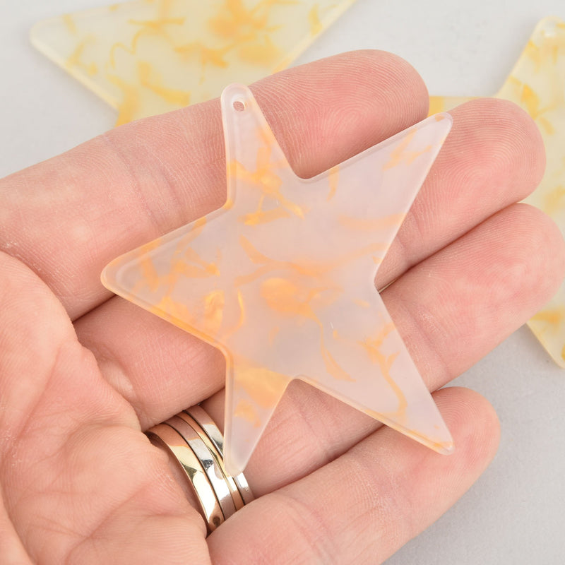 4 Acrylic Star Charms LEMON ZEST Terrazzo 2-3/8" chs6005