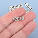 10 Silver 2019 Graduation Charm Pendants, Varsity font, 2019 graduation charm, chs6006